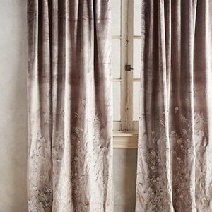 Pair Anthropologie Floral Field Curtains, 108"